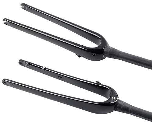 HIMALO Gravel Bike Rigid Fork Carbon Fiber 700C Road Bike Fork 1-1/2'' Tapered Disc Brake Fork 9mm QR Lightweight Hard Forks For 45C Tires (Color : Glossy black)