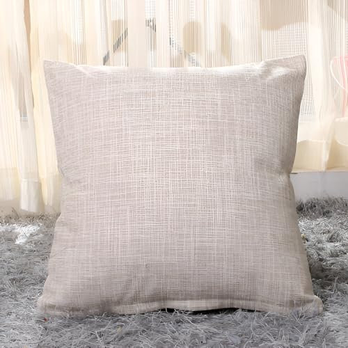 2er Set Kissen mit Füllung (50x50cm creme) Modell Paul Leinenoptik versteckter Reisverschluss, als Sofakissen, Couchkissen Dekokissen Zierkissen, Premium Füllkissen inklusive, Doppelpack