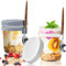 WuGU 2 Stück Haferbehälter,300ml Overnight Oats Gläser, Müslibecher to go mit Deckel und Löffel, Joghurtbecher to go kinder, Dessertgläser, Glasbehälter für milch, Salat, porridge mit Messmarken