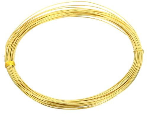 PATIKIL Alambre de Latón Semiduro, 1 Pieza de 21 Calibres/0.7mm de Diámetro, Carrete de 10M/32.8Ft de Alambre Puro para Hacer Joyas, Bisutería y Plantas de Jardín