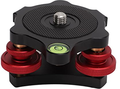 Naroote LP-64 Camera Leveler Tripod Leveling Base Tri Wheel Head - Aluminum Tripod Leveling Base with Bubble Level for DSLR Camera Rotator Panoramic Head LP-64