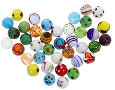 PHENOFICE 38 PièCes Billes De Verre ColoréEs Transparentes pour Jeux Et DéCorations - Billes De Verre 1.6 Cm IdéAles pour Enfants Et DIY