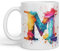 Vixar Letter M Mug, Alphabet Letter M Monogram Watercolour Ceramic Coloured Mug Cup for Tea Coffee Hot Brew 330ml 11Oz Gift (White)