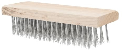 Edelstahl Stahldrahtbürste mit Holzgriff für Fugen, Steine | 1 Stück, Dichte Borsten und Feste Verbindung, für Beton, Einfahrt und Gewerbliche Reinigung