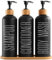 Shampoo and Conditioner Dispenser, BIKALAN Refillable Matte Black Shampoo Dispenser Bottles with Pump, Modern Bathroom Shower Soap Bottle Set for Body Wash, Lotion, 3 Pack