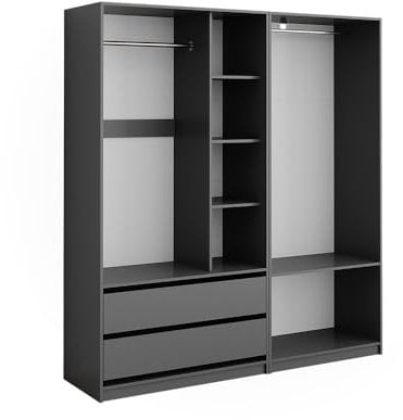 Vicco Kleiderschrank Elmo, Flügeltürenschrank, Anthrazit, 100 x 200 cm 2er Set