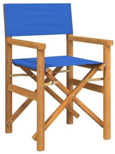 vidaXL Regiestuhl Klappbar Blau Massivholz Teak, klappbarer Regiestuhl, Camping-Regiestuhl, Klappstuhl, Outdoor-Regiestuhl, Garten-Regiestuhl