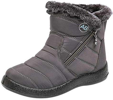 Stivali invernali per le donne stivali da donna taglia 6 2024 stivali da neve da donna stivali da neve invernali caviglia corta calzature scarpe calde regali di Natale per le donne, Grigio, 40 EU