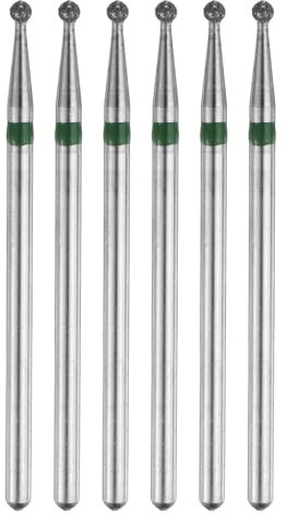 sourcing map 6pcs 100-120 Grits Diamond Grinding Bit 2mm Ball Head 2.35mm Shank 2mm Length Stone Sanding Drill Bits Rotary Tool for Ceramic Glass Nails Grinding Polishing