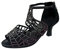 Generisch Sandalen Sandalen mit Wechselfußbett für Damen Sandalen für Damen mit Reißverschluss hinten, Strassausschnitt, Toe, Tanzschuhe, Absätze 5 (Black, 42)