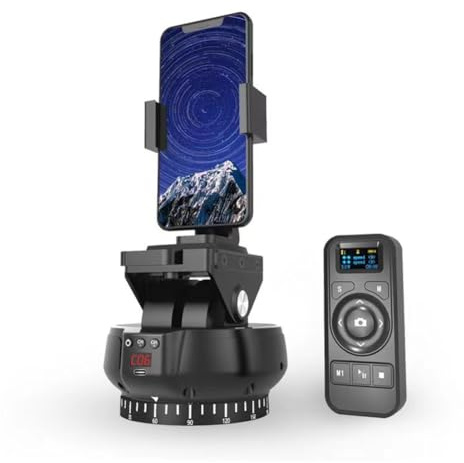 Vjsujehgy YT-1200 Auto Motorized Rotating Panoramic Remote Control Pan con Funzione di Pan Tilt Video Tripod per Smartphone, Fotocamere Mirrorless e Fotocamere per Smartphone.