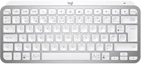 Logitech MX Keys Mini - Kabellose Tastatur, Tasten mit Hintergrundbeleuchtung, Windows, macOS, iPadOS, Android, ChromeOS, Französisch AZERTY-Layout - Pale Gray【Bulk - ohne Verpackung】