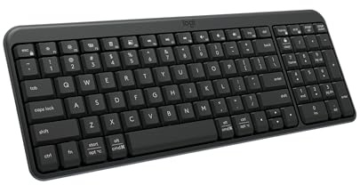 Logitech K250 Bluetooth Keyboard with Numpad, Easy Connectivity, Compact Wireless Keyboard Made with Recycled Plastic, Spill-Resistant, Comfortable Keys - Windows/MacOS - Graphite