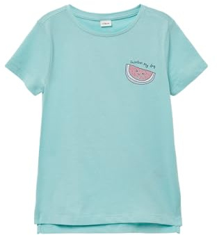 T-Shirt mit Front- und Rückenprint im Loose Fit helles türkis 128/134