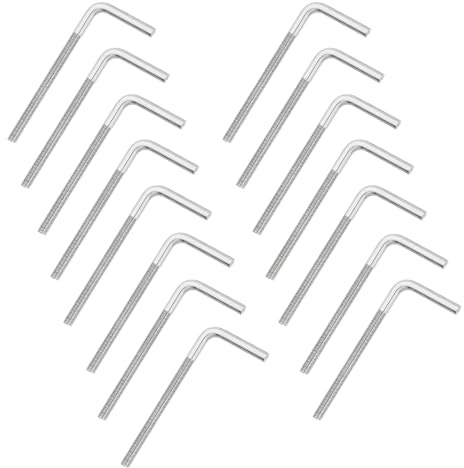 sourcing map M5 x 80 mm, 7/L-förmige rechtwinklige Bolzenschraube, 304 Edelstahl, L-Form, Fundamentschraube, lang, quadratisch, gebogen, 15 Stück
