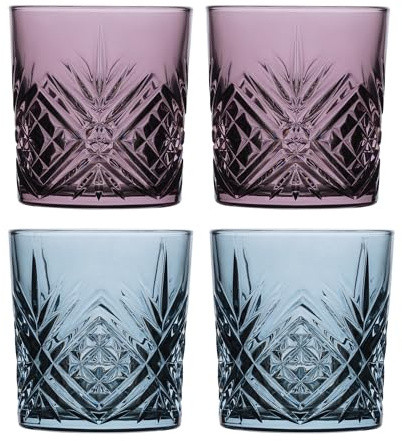 Cristal D'arques Ultime Short Coloured Tumblers Set of 4-300ml Vintage-Inspired Glasses, Bold Colours, Dishwasher Safe - French Style for Everyday Moments