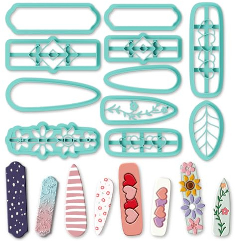 ORIGACH 11 Stück einfachen Haarnadeln Polymer Clay Ausstecher Ohrringe | Polymer Clay Cutters Mit Aufbewahrungsbox Geometrische Modelliermasse-Ausstecher für Schmuckherstellung DIY Ohrringe