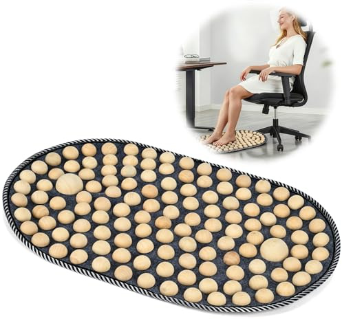 Wooden Acupressure Foot Massager Mat, Acupuncture Mat for Pain & Stress | Foldable Design with 128 Natural Wooden Beads for Plantar Fasciitis Relief, Improves Circulation and Muscle Relaxation