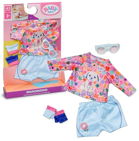 BABY born Fahrrad-Outfit für 43 cm Puppen | Shirt, Shorts, Handschuhe und Brille, Puppen-Outfit für 43 cm Puppen