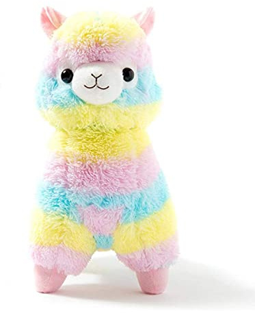 Vemesala Kuscheltier Alpaka Regenbogen, Flauschiges Lama Plüschtier für Kinder, Weiches Stofftier in Bunten Farben, Geschenk für Geburtstag & Weihnachten (Regenbogen,20 cm)