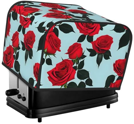 Red Rose Print 4-Slice Toaster Cover Kitchen Appliance Washable Countertop Protector Accessory