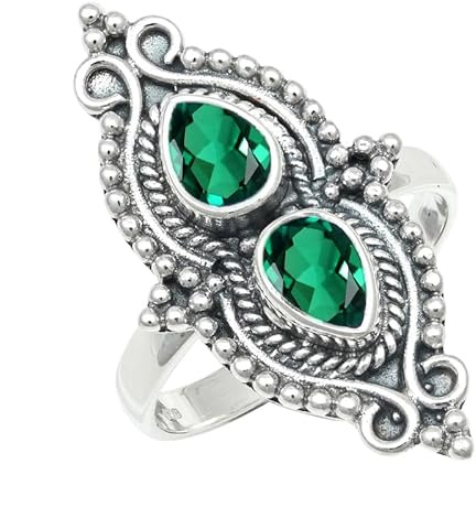 SILVERTROVE Edelstein Ring silberplattiert für Damen und Herren stilvoll alle Größen Geschenkidee handgefertigter Schmuck CRG1273AA