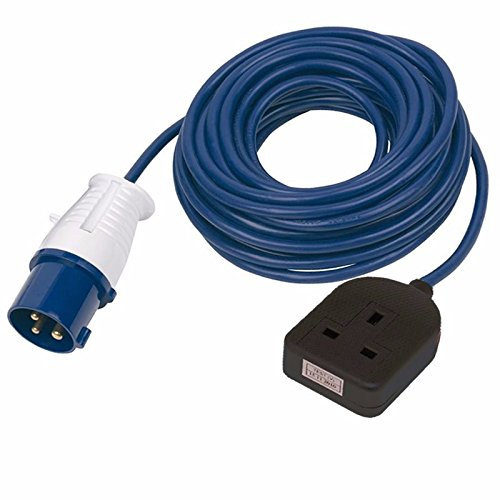 Zexum 5695 16 A Male to 1 Gang Socket Camping and Caravan Hook Up Extension Cable Lead, 230 V, Blue, 10 m