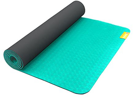 Hugger Mugger Earth Elements Yogamatte, 5 mm, blaugrün, Onyx, griffige Textur, wendbar, Kissen, ungiftiges, biologisch abbaubares Material, leicht