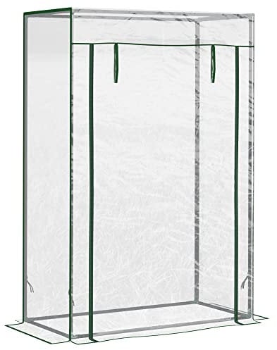 Outsunny Tomato Greenhouse with Roll-up Door, Mini Greenhouse with PVC Cover, Outdoor Grow House Small Green House for Yard, Balcony, Garden, 100 x 50 x 150cm, Transparent