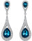 EVER FAITH Damen Österreichische Kristall Elegant Dual Tropfen Stecker Dangle Ohrringe Sea blau Silber-Ton
