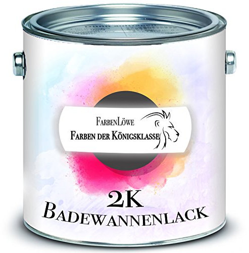 FARBENLÖWE 2K Badewannenbeschichtung MADE IN GERMANY Badewannenlack für Keramik, Emaille, Acryl, Fliesen, Badewanne, Porzellan, Stahl, Fliesen, Kunststoff, GFK hochwertiger Schutz (10 L, Weiß)