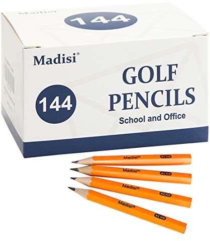 Madisi 144 Count 2 HB 3.5 Mini Pre-Sharpened Golf Pencils Ages, Unisex, Office Products