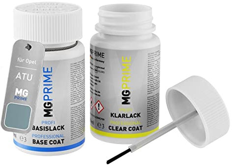 MG PRIME Autolack Lackstift Set für Opel ATU / 21Y Iceberg Mica/Eisbergblau Metallic Basislack Klarlack je 50ml