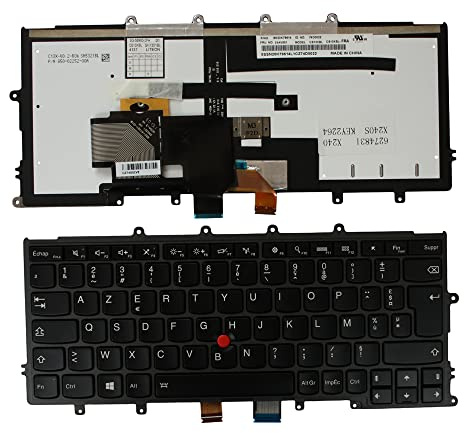 Power4Laptops French Layout With Pointer Black Frame Backlit Black Replacement Laptop Keyboard Compatible With Lenovo 01AV551