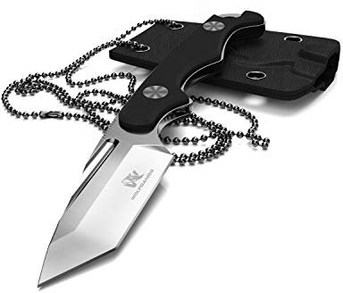 Wolfgangs ACUS Neck Knife Messer - inklusive Kydex Scheide und Kugel Halskette zum umhängen - Mini Tactical Survival Outdoor Messer für verstecktes tragen (Acus - Silber)