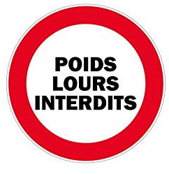 Autocollant Sticker adhesif signalisation Panneau Interdit Poids lours Camion
