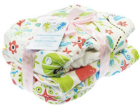 Blümchen Kuschelwindel Onesize BUNT Klett 3er-Set