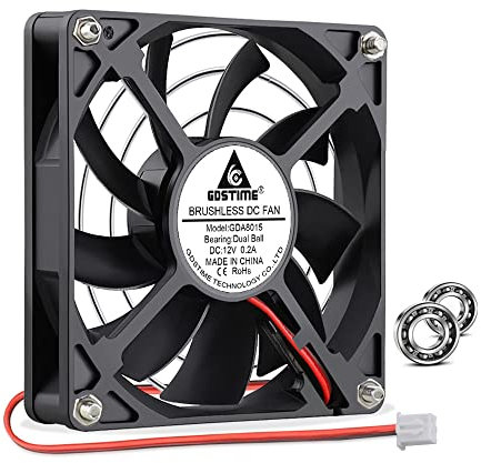 GDSTIME 80mm Fan 2 Pin 12V PC Cooling Fan 80mm x 15mm Dual Ball Bearing 2800 RPM Axial Case Cooling For Laptop CPU PSU Amplifier or Ventilation Replacement