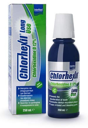 INTERMED Chlorhexil 0,12% Long Use 250ml - Antimikrobielle Schutz & Plaque-Entfernung - Mundspülung - Gingivitisbehandlung - Alkoholfrei - Geschmacksneutral