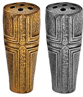Henecka -Grabschmuck- Grabvase -Talea- wählbar in Bronze pat. & Aluminium pat.; mit oder ohne Sockel; inklusive Friedhofsbürste (Grabvase Aluminium pat.)