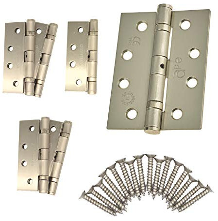 Door Hinge 4 / 102mm Satin Nickel Ball Bearing Washer CE Grade 11 for Fire Door 3 Pair