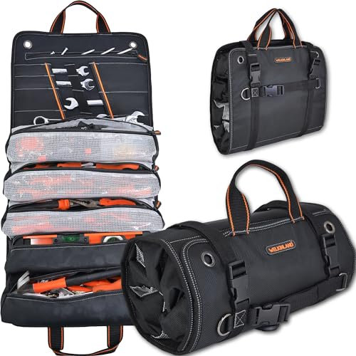 HerrenWerkzeugrolle, Werkzeugtasche zum Aufrollen, Werkzeugtasche zum Aufrollen, Werkzeugtasche für Mechaniker, MotorradWerkzeugRolltasche, Schraubenschlüssel zum Aufrollen, Elektriker