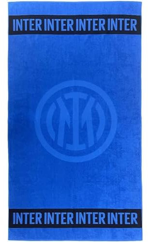 Inter Premium Strandtuch, 180 x 100 cm, Handtuch 100% Baumwolle, Logo, Made in Italy, Farbe Blau