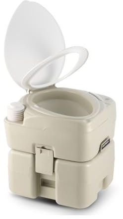 DARTMOOR Camping Toilet, 20 L RV Toilet, Outdoor Flushable Toilet with Diagonal Seating Storage Box & Built-in Handle, Bellows Pump