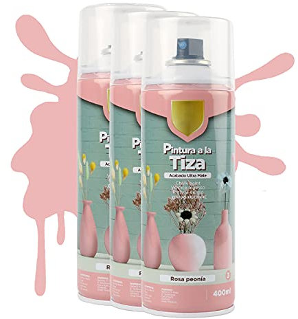 H HANSEL HOME Pintura Spray a la Tiza Color Pastel Acabado Ultra Mate - Rosa Peonia 400ml x 3