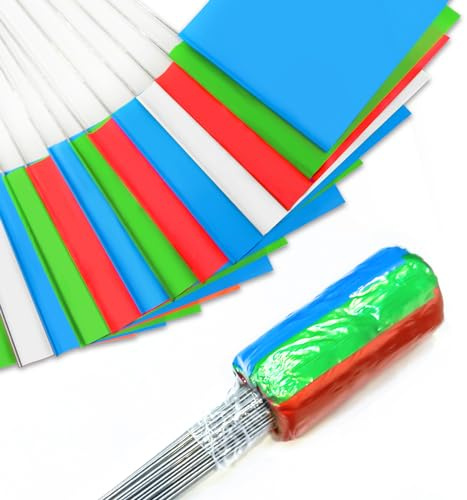 Zozen Markierungsfahnen, Markierungsflaggen für Rasen, 38.1x10.2x12.7 cm, 100 Stück rote & grüne & blaue Landschaftsflaggen, Bewässerungsflaggen, Hofmarker, passend für Entfernungsmessrad.