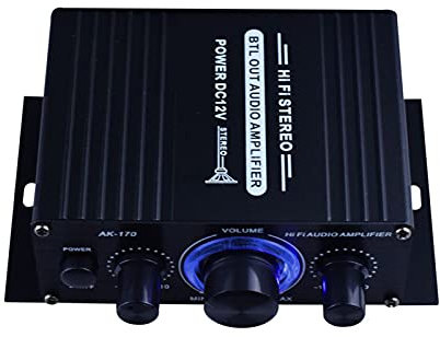 Roadoor Ak170 Power Amplifier Mini Low Distortion HiFi 12v 2ch Receptor De Audio Digital Amp Dual Channel 20w + 20w Bass Tweeter Control De Volumen Amplificador De Audio para El Hogar