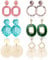 Finrezio 6 Paar Statement Acryl Ohrringe für Frauen Tropfen Baumeln Quaste Rattan Ohrring Handgemachte Geometrische Gesprenkelte Harz Böhmische Ohrringe Modeschmuck