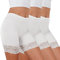 Tuopuda Damen Unterhose Unter Rock Kurz Hose Spitze Slips Anti-Chafing Shorts 1/3er Pack Boxershorts Miederhose Unterkleid Taillenslip Weichem Panties Leggings mit Spitzenbesatz, Weiß 3er Pack, XXL