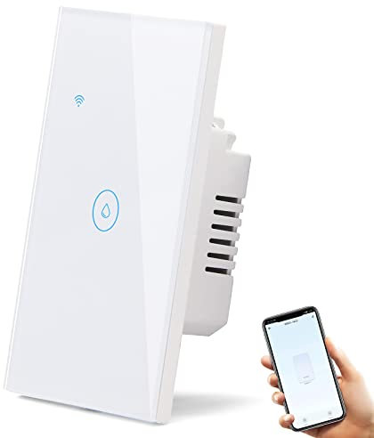 BSEED Smart WiFi Interruttore scaldabagno, Interruttore touch scaldabagno, Tuya Smart Life APP Telecomando per Alexa/Google Home/Alexa Echo Dot, Cavo neutro richiesto, Bianco